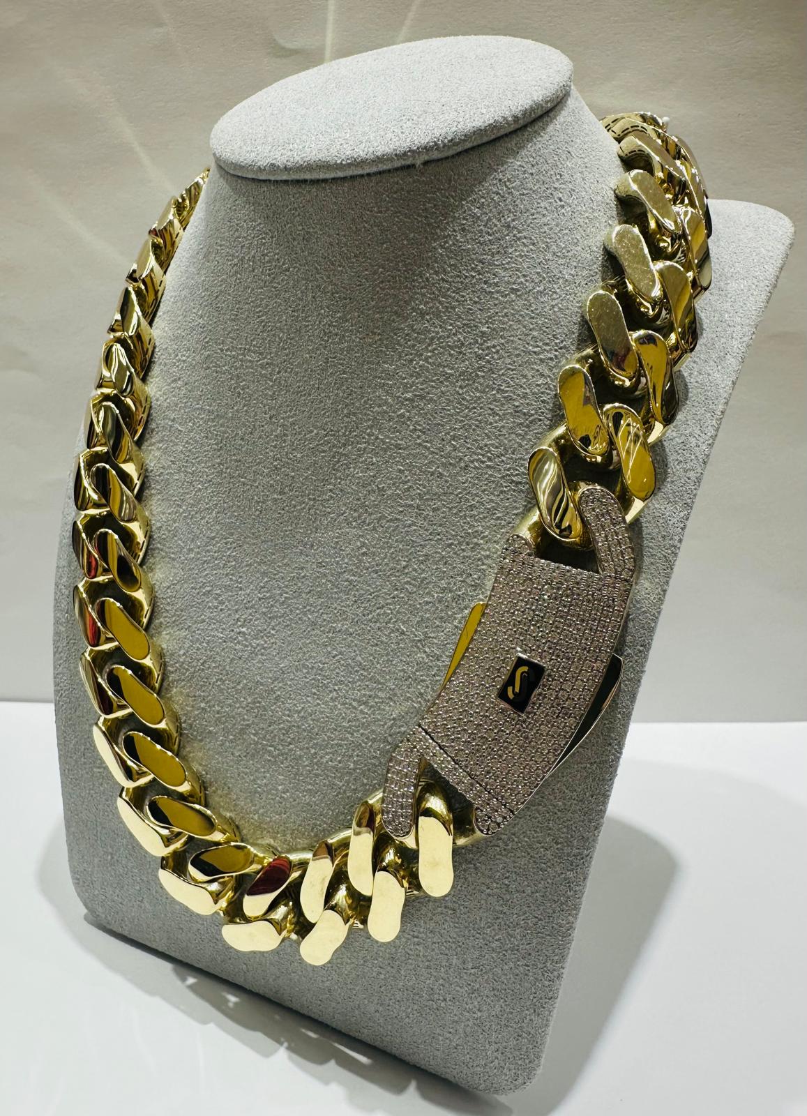 10K GOLD MONACO MIAMI CUBAN LINK CHAIN- WEIGHT: 71.8gm   24"   16.68mm