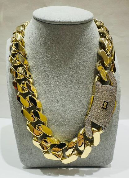 10K GOLD MONACO MIAMI CUBAN LINK CHAIN- WEIGHT: 93.4gm   26"   19.65mm