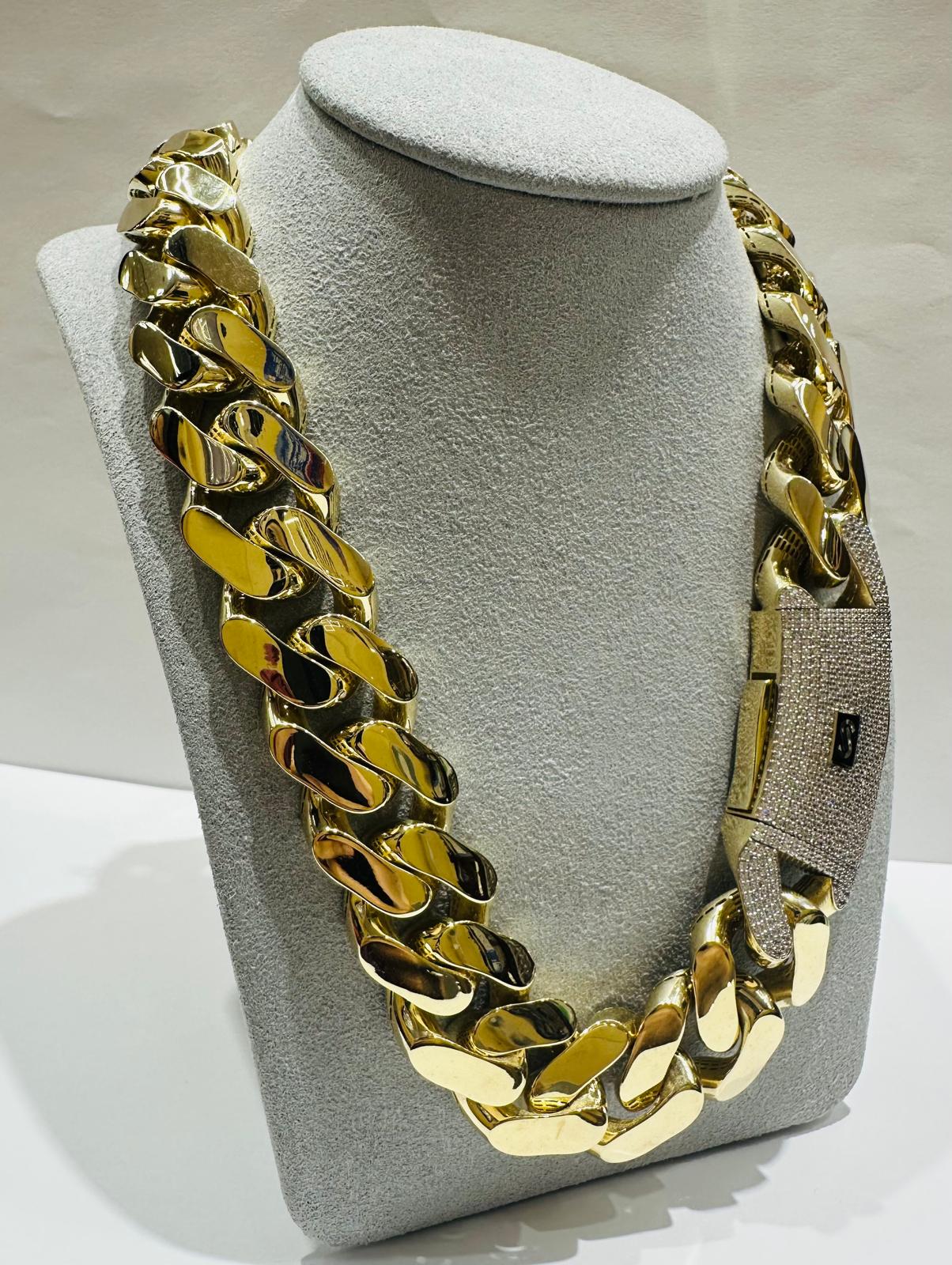 10K GOLD MONACO MIAMI CUBAN LINK CHAIN- WEIGHT: 93.4gm   26"   19.65mm