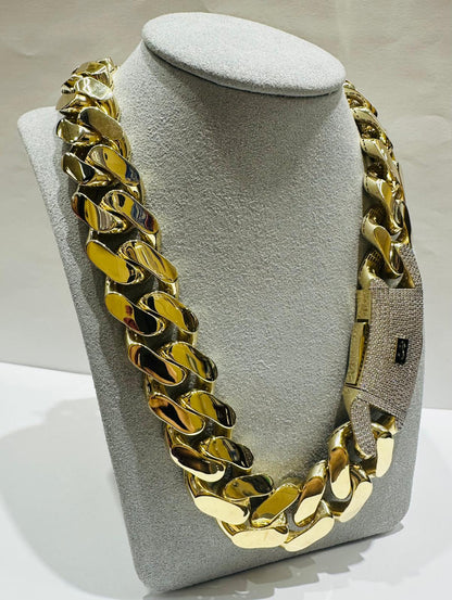 10K GOLD MONACO MIAMI CUBAN LINK CHAIN- WEIGHT: 93.4gm   26"   19.65mm