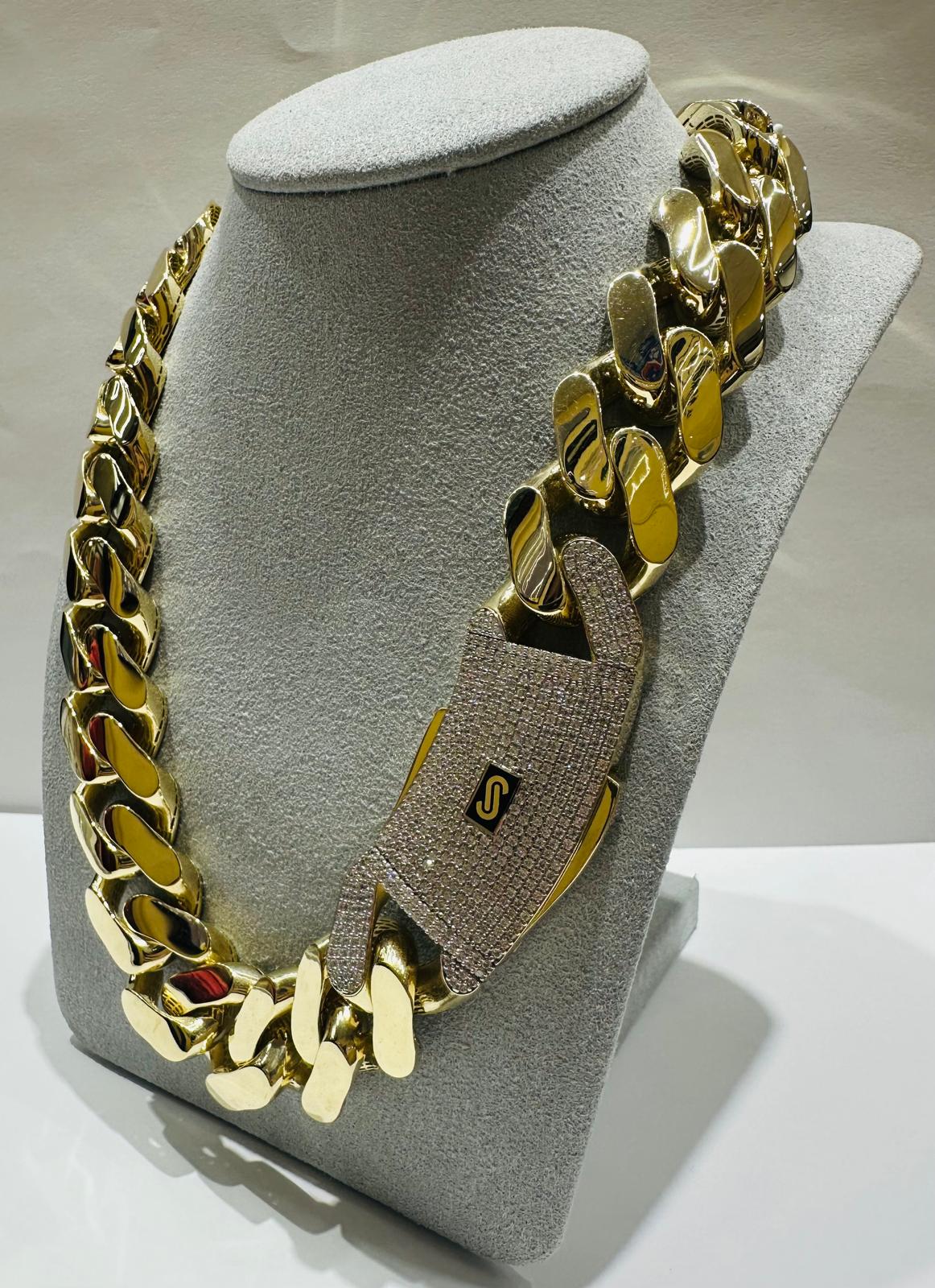 10K GOLD MONACO MIAMI CUBAN LINK CHAIN- WEIGHT: 93.4gm   26"   19.65mm