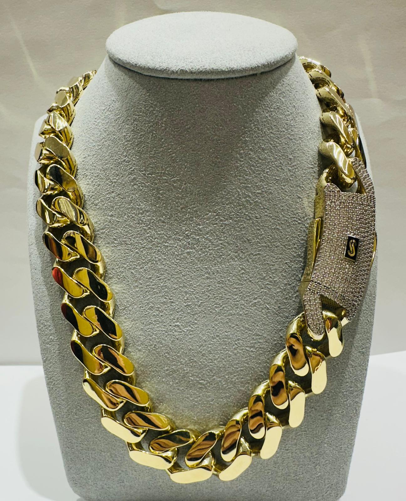 10K GOLD MONACO MIAMI CUBAN LINK CHAIN- WEIGHT: 79.2gm   26"   16.78mm