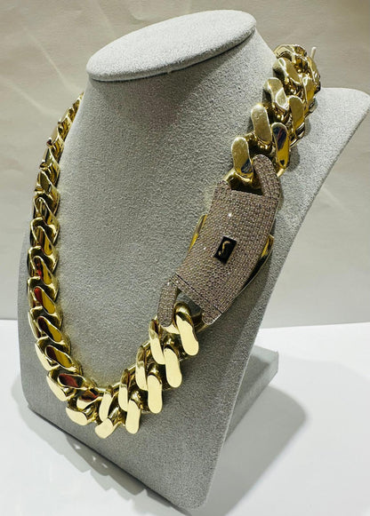 10K GOLD MONACO MIAMI CUBAN LINK CHAIN- WEIGHT: 79.2gm   26"   16.78mm