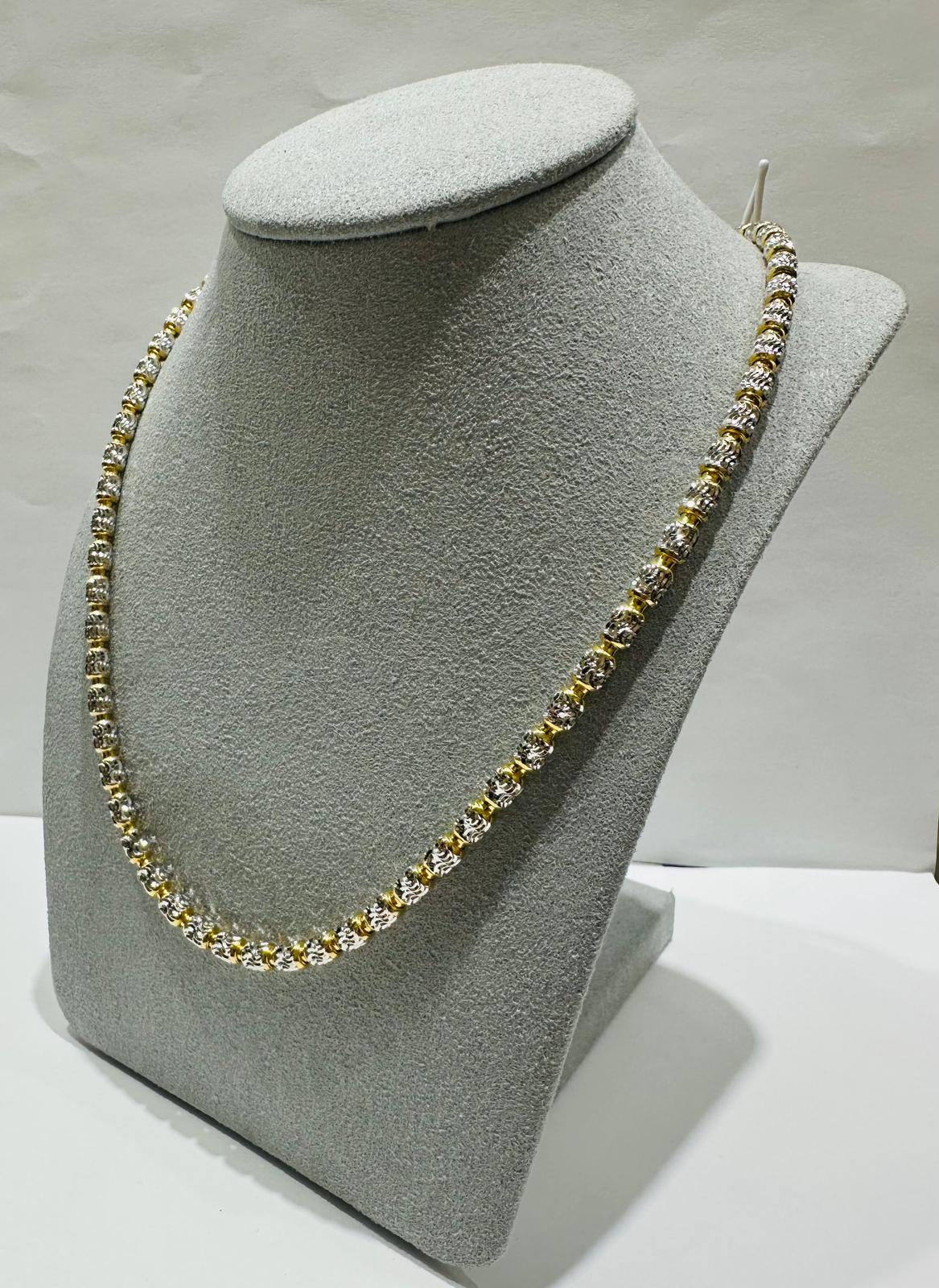 10K GOLD MOON CUT BEAD LINK CHAIN- WEIGHT: 18.5gm  18"  3.68mm
