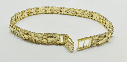 10K GOLD NUGGET BRACELET- WEIGHT: 13.2gm   8.5"   7.75mm