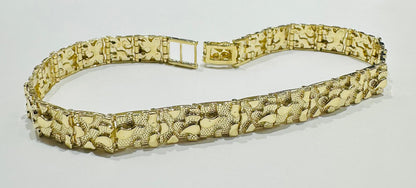 10K GOLD NUGGET BRACELET- WEIGHT: 13.2gm   8.5"   7.75mm