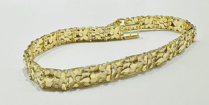 10K GOLD NUGGET BRACELET- WEIGHT: 13.2gm   8.5"   7.75mm
