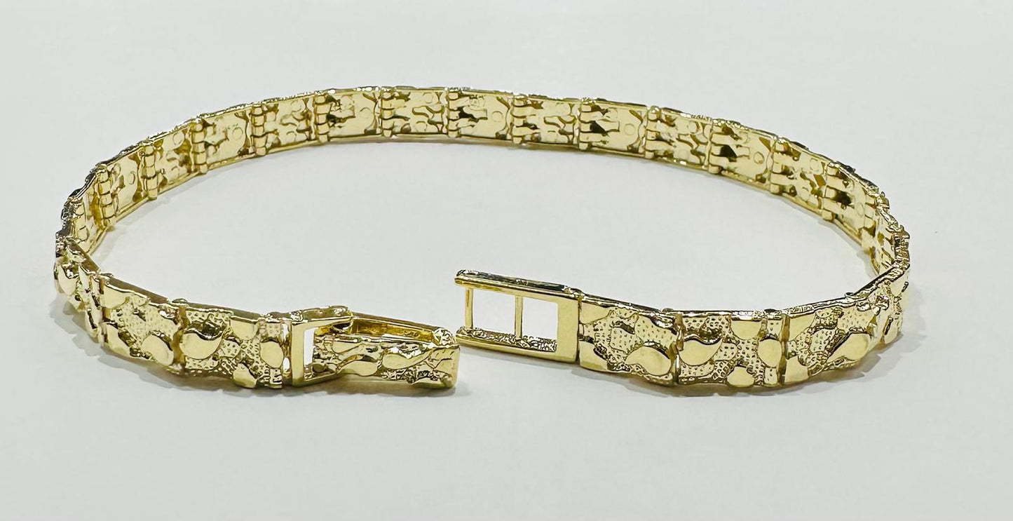 10K GOLD NUGGET BRACELET- WEIGHT: 8.9gm   7.5"   5.55mm