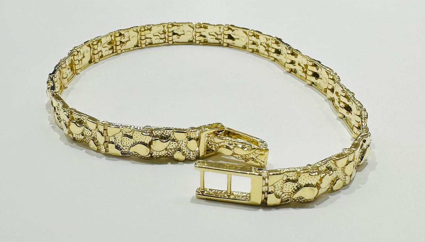 10K GOLD NUGGET BRACELET- WEIGHT: 8.9gm   7.5"   5.55mm