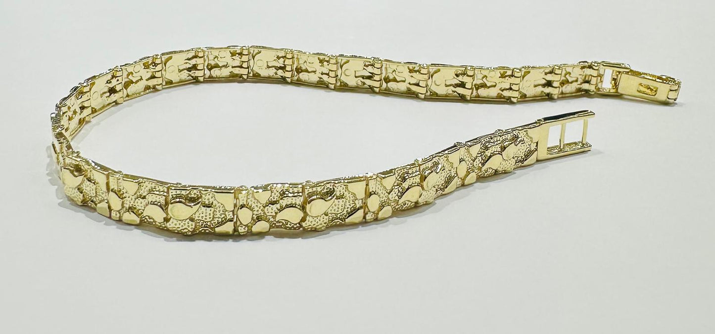 10K GOLD NUGGET BRACELET- WEIGHT: 8.9gm   7.5"   5.55mm