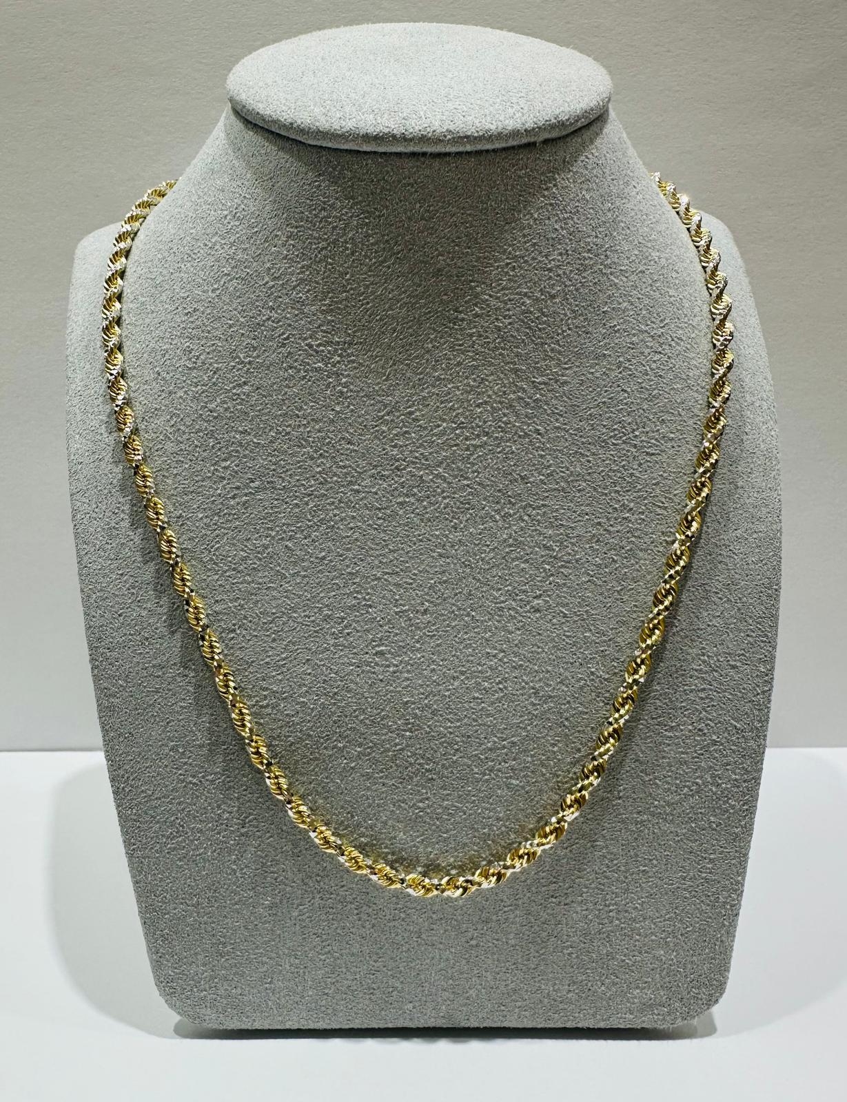 10K SOLID GOLD TWO TONED ROPE CHAIN- WEIGHT:  21.2gm  24"  2.75mm