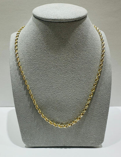 10K SOLID GOLD TWO TONED ROPE CHAIN- WEIGHT:  21.2gm  24"  2.75mm