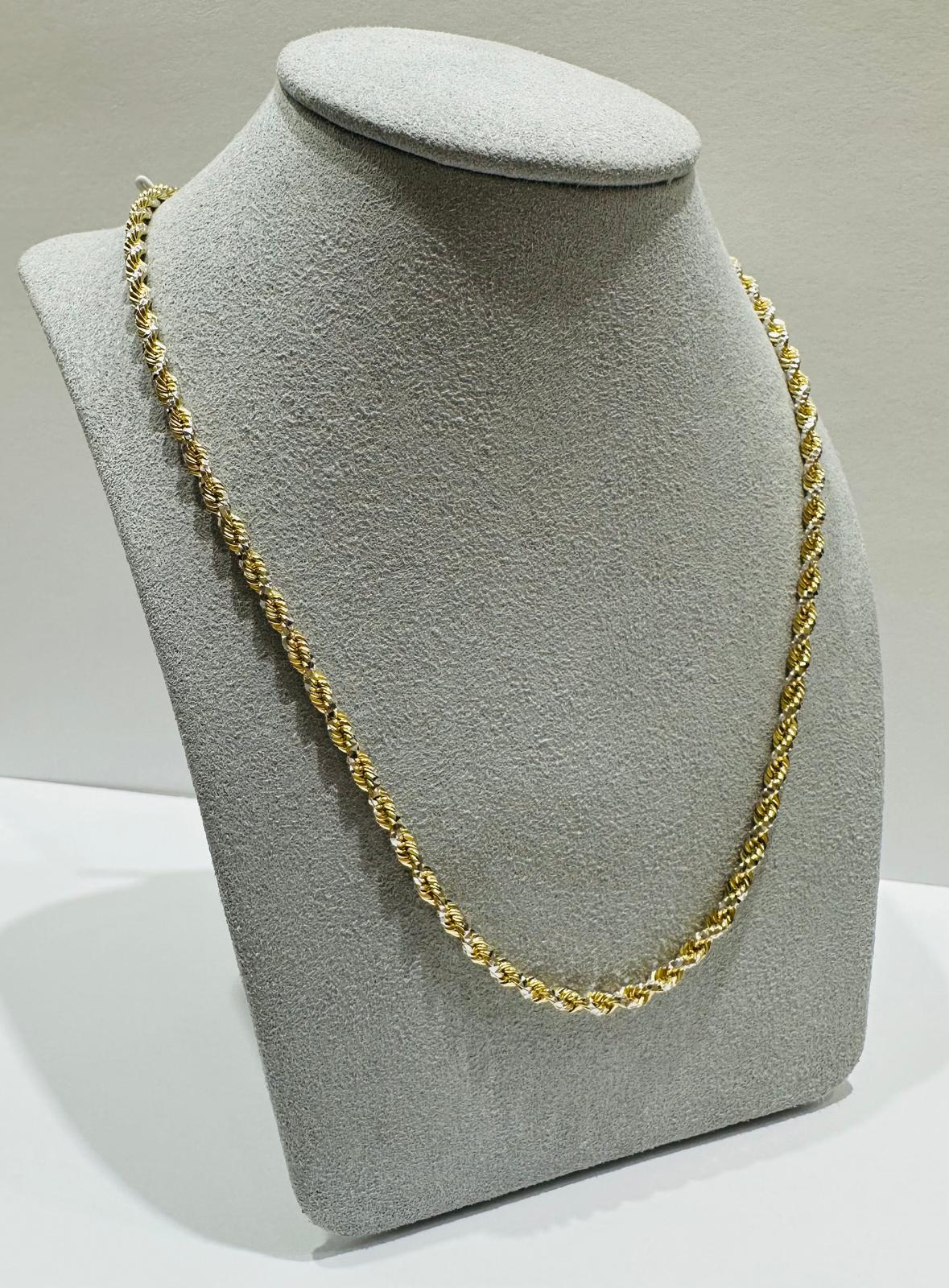 10K SOLID GOLD TWO TONED ROPE CHAIN- WEIGHT:  21.2gm  24"  2.75mm