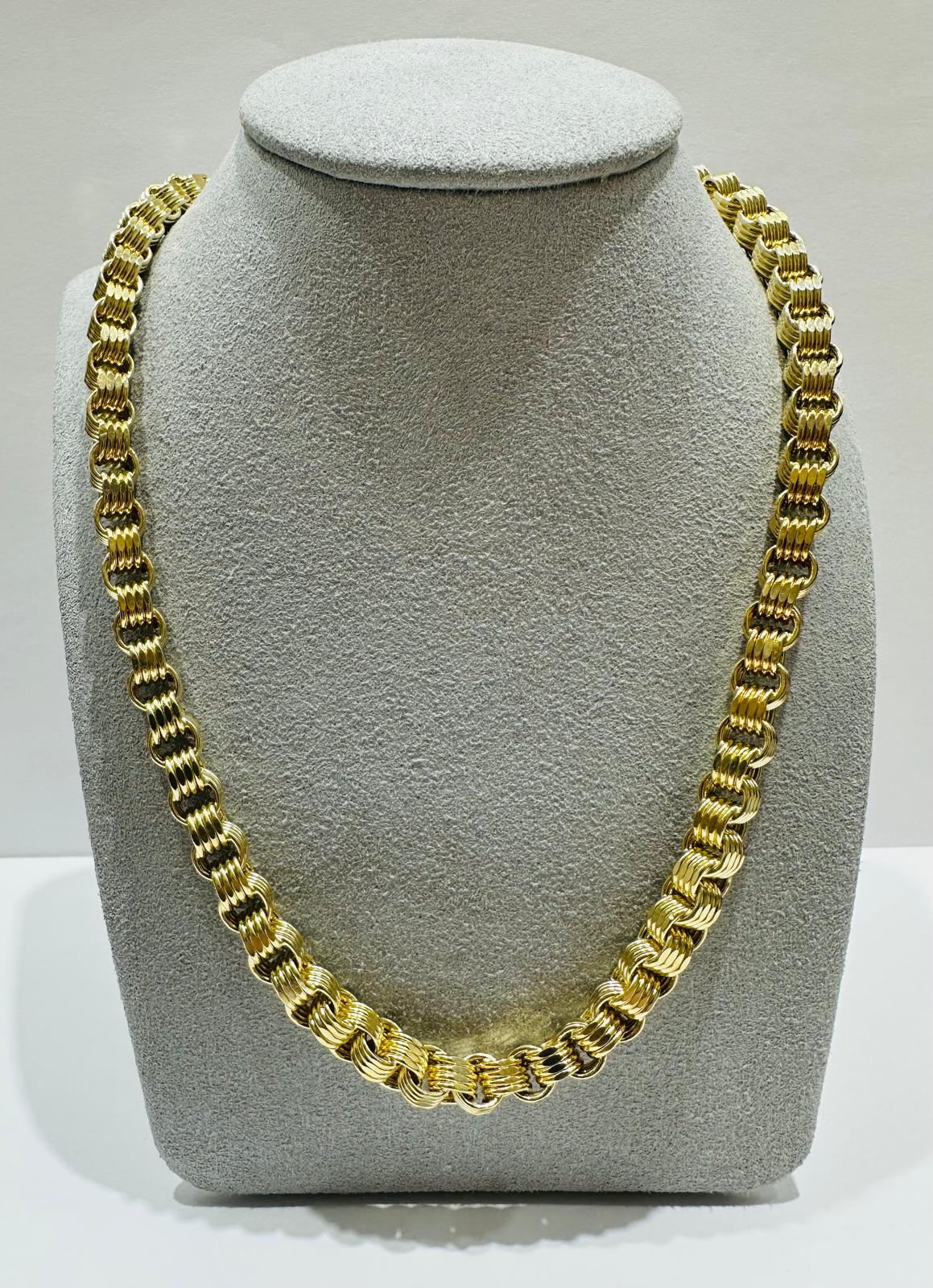 10K SOLID GOLD BOX BYZANTINE CHAIN NECKLACE- WEIGHT:  24.6gm   24"  6.25mm