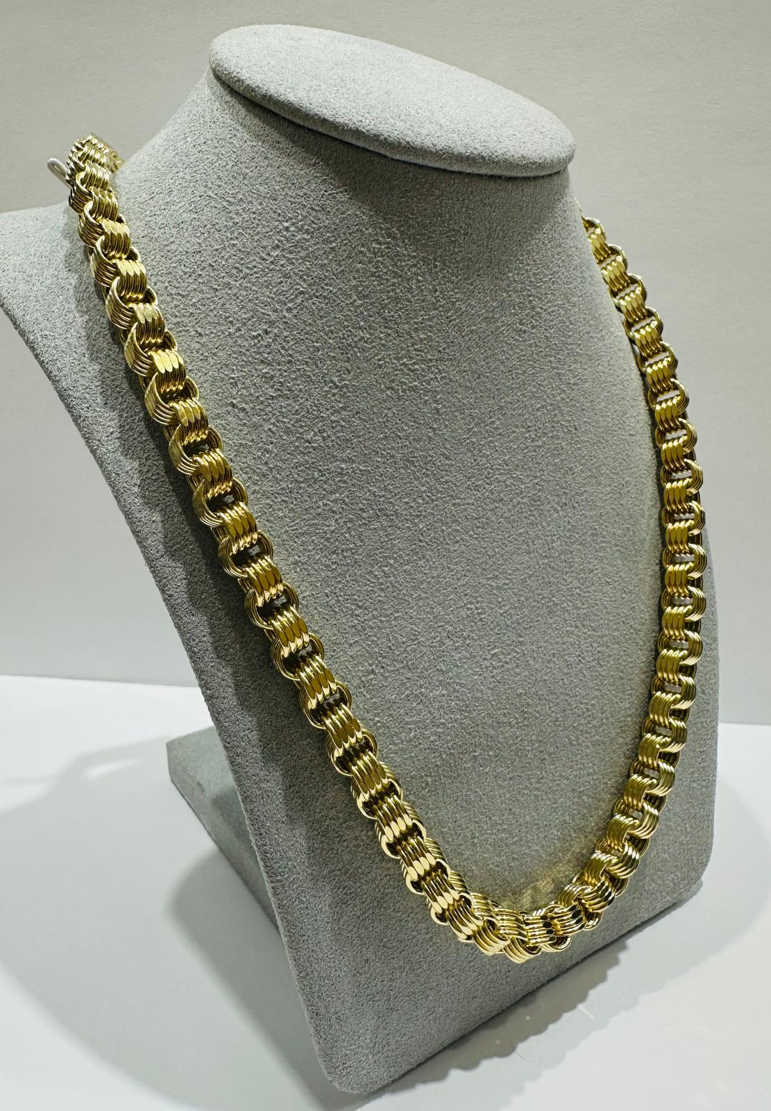 10K SOLID GOLD BOX BYZANTINE CHAIN NECKLACE- WEIGHT:  24.6gm   24"  6.25mm