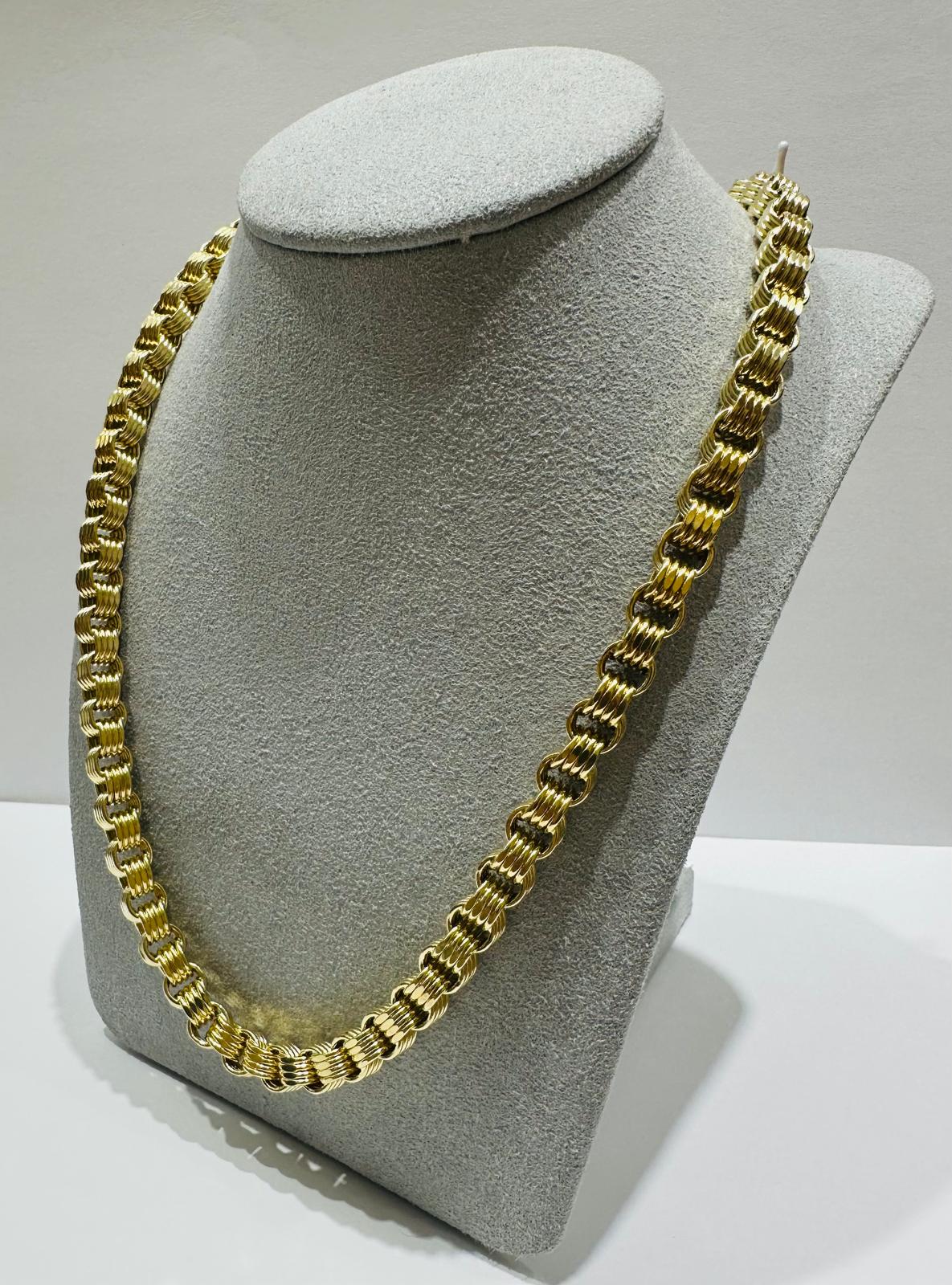 10K SOLID GOLD BOX BYZANTINE CHAIN NECKLACE- WEIGHT:  24.6gm   24"  6.25mm