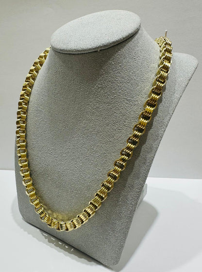 10K SOLID GOLD BOX BYZANTINE CHAIN NECKLACE- WEIGHT:  24.6gm   24"  6.25mm
