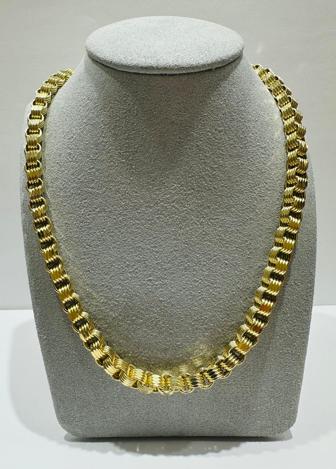 10K SOLID GOLD BOX BYZANTINE CHAIN NECKLACE- WEIGHT:  26.8gm   26"  6.25mm