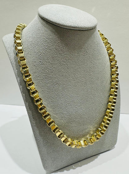 10K SOLID GOLD BOX BYZANTINE CHAIN NECKLACE- WEIGHT:  26.8gm   26"  6.25mm