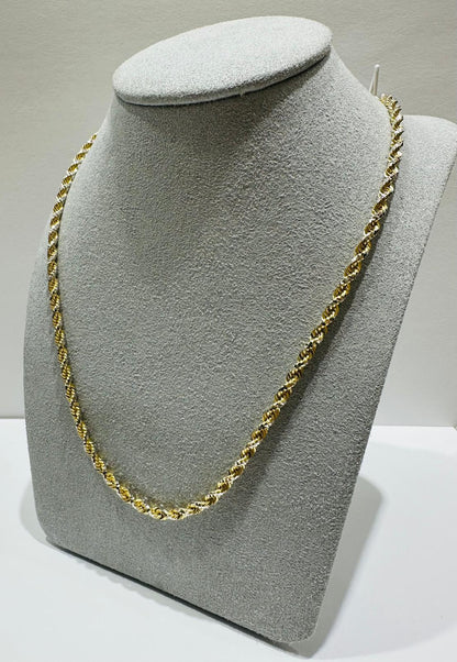 10K SOLID GOLD TWO TONED ROPE CHAIN- WEIGHT:  21.2gm  24"  2.75mm
