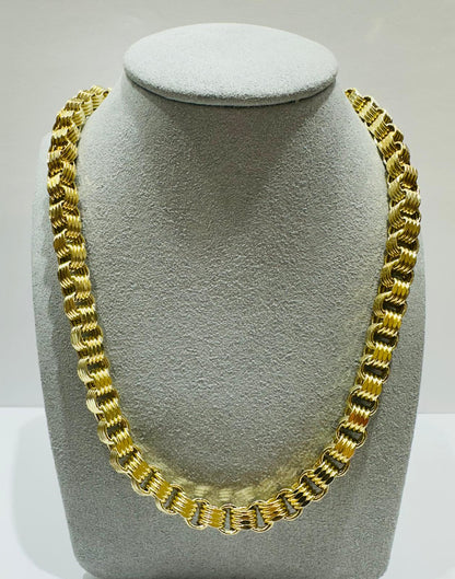 10K SOLID GOLD BOX BYZANTINE CHAIN NECKLACE- WEIGHT:  32.4gm   26"  6.95mm