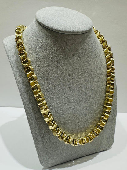 10K SOLID GOLD BOX BYZANTINE CHAIN NECKLACE- WEIGHT:  32.4gm   26"  6.95mm