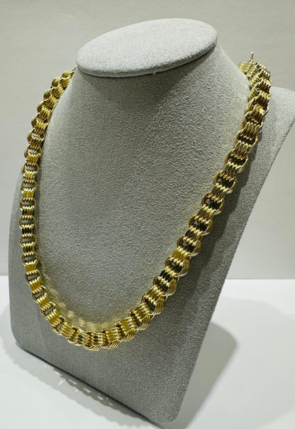10K SOLID GOLD BOX BYZANTINE CHAIN NECKLACE- WEIGHT:  32.4gm   26"  6.95mm