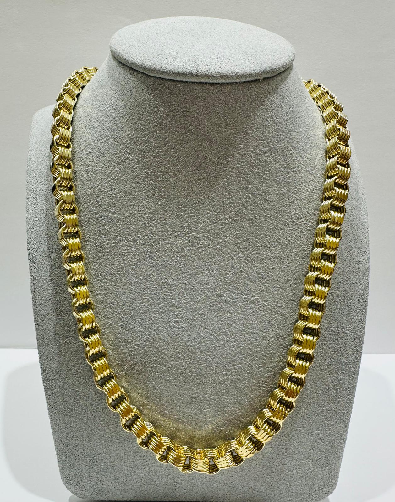10K SOLID GOLD BOX BYZANTINE CHAIN NECKLACE- WEIGHT:  29.2gm   28"  6.02mm