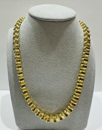 10K SOLID GOLD BOX BYZANTINE CHAIN NECKLACE- WEIGHT:  29.2gm   28"  6.02mm