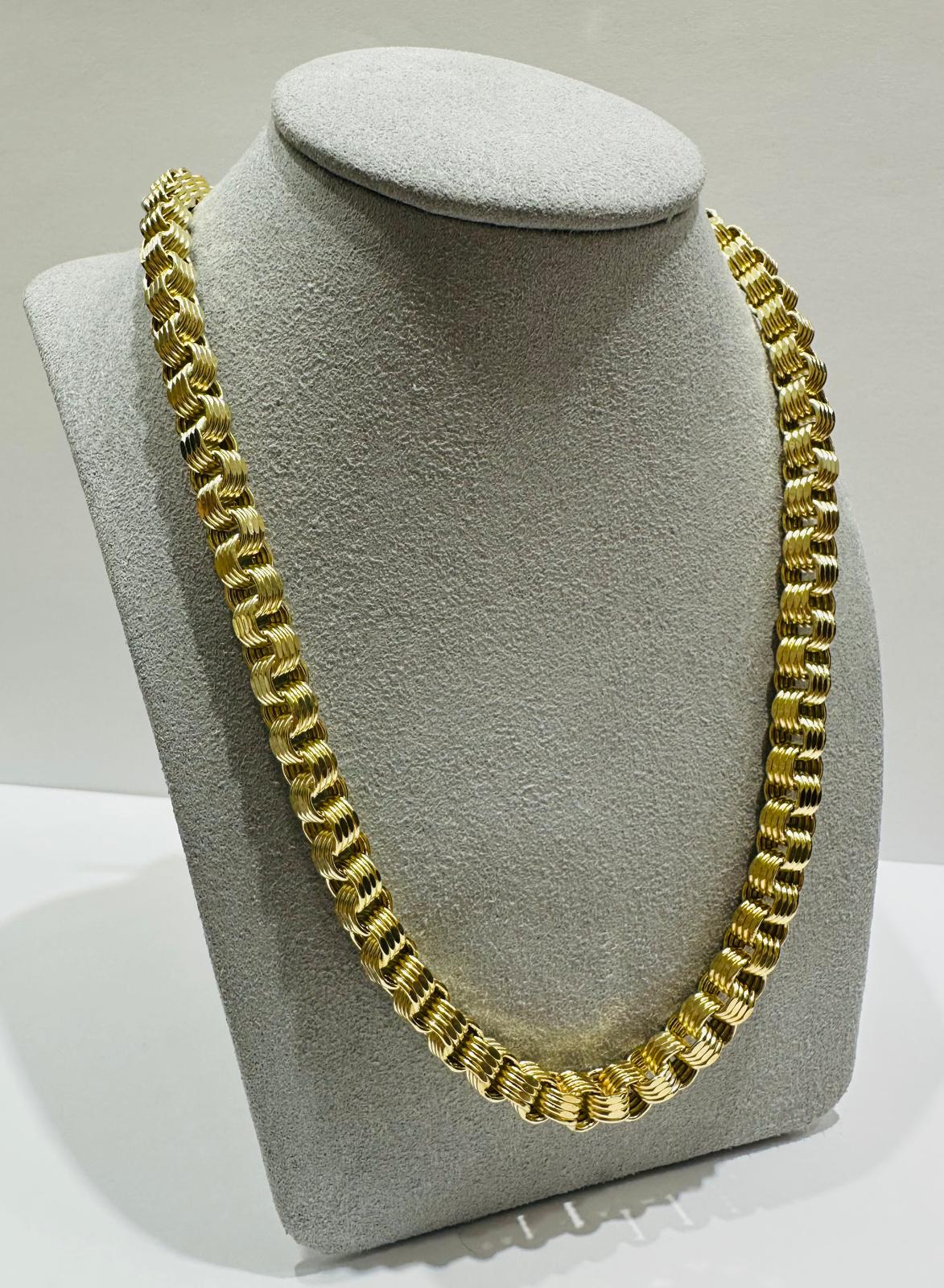 10K SOLID GOLD BOX BYZANTINE CHAIN NECKLACE- WEIGHT:  29.2gm   28"  6.02mm