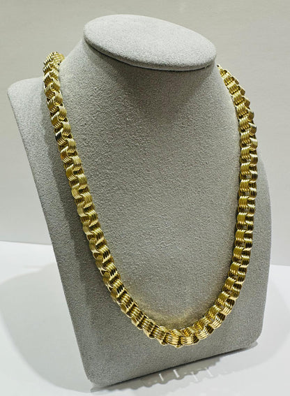 10K SOLID GOLD BOX BYZANTINE CHAIN NECKLACE- WEIGHT:  29.2gm   28"  6.02mm