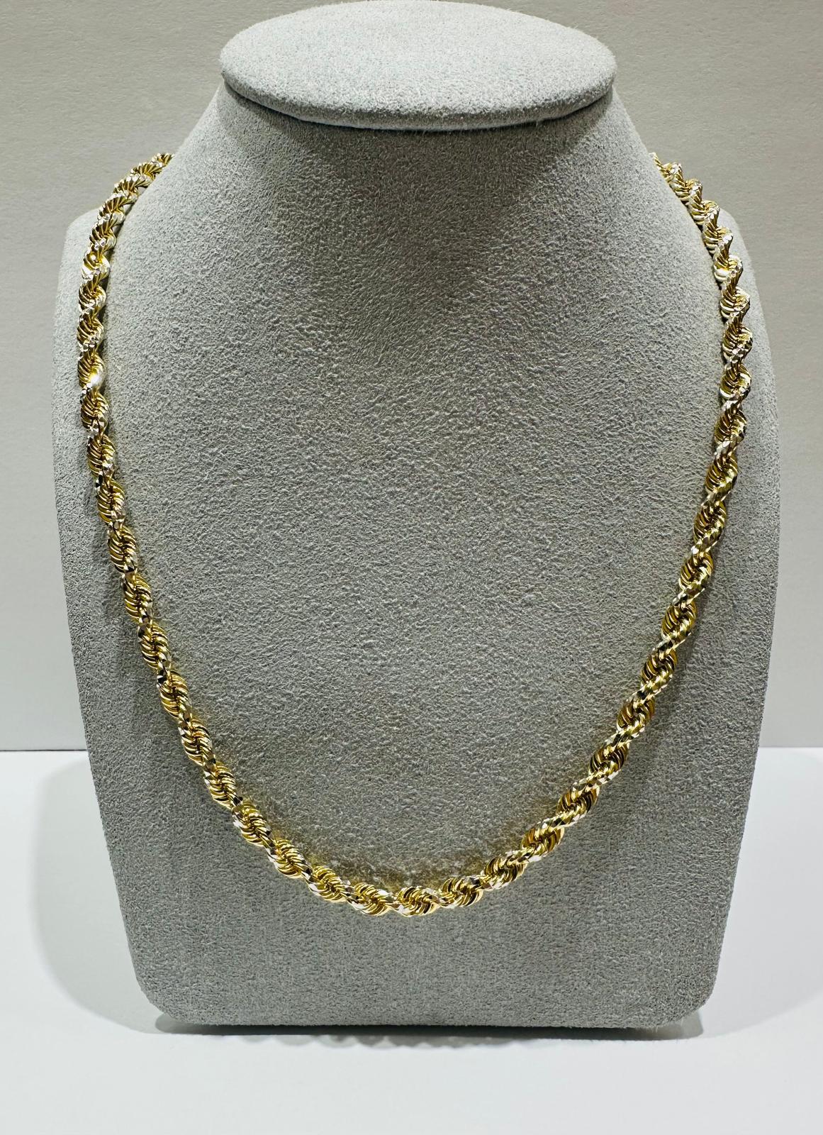 10K SOLID GOLD TWO TONED ROPE CHAIN- WEIGHT:  36.2gm  24"  4.00mm