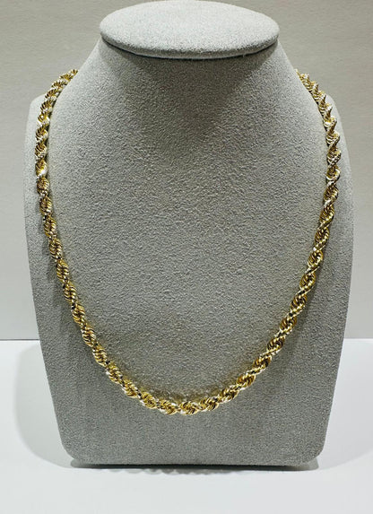 10K SOLID GOLD TWO TONED ROPE CHAIN- WEIGHT:  36.2gm  24"  4.00mm