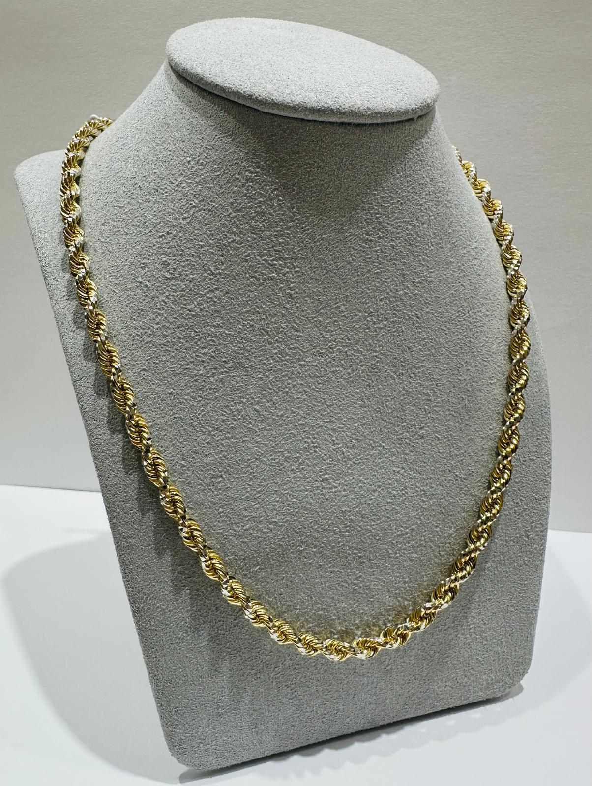 10K SOLID GOLD TWO TONED ROPE CHAIN- WEIGHT:  36.2gm  24"  4.00mm