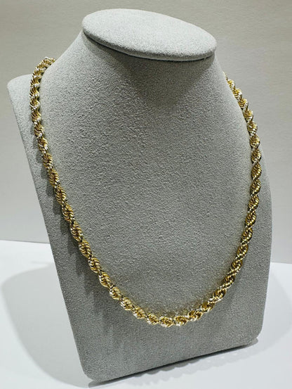 10K SOLID GOLD TWO TONED ROPE CHAIN- WEIGHT:  36.2gm  24"  4.00mm