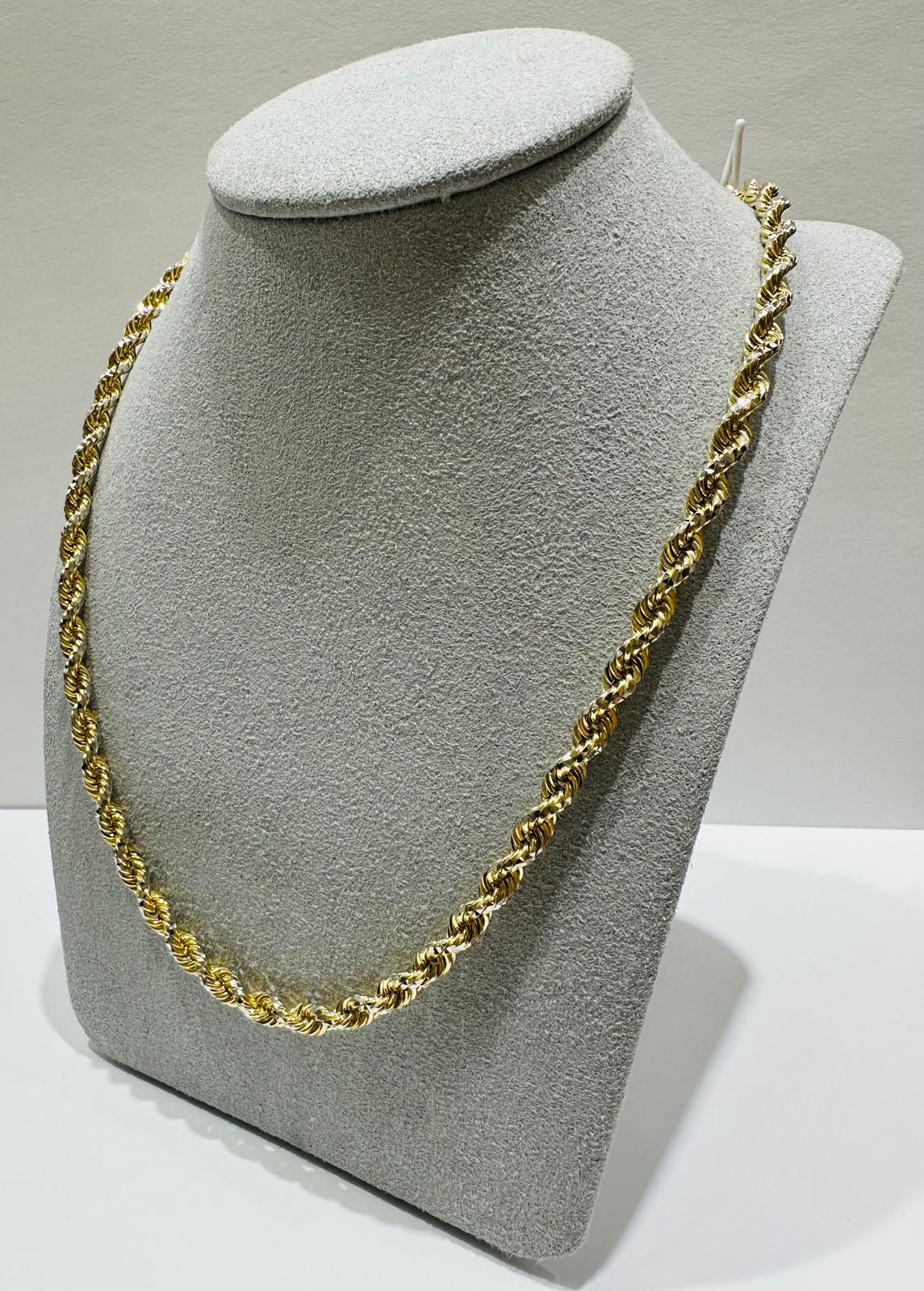 10K SOLID GOLD TWO TONED ROPE CHAIN- WEIGHT:  36.2gm  24"  4.00mm