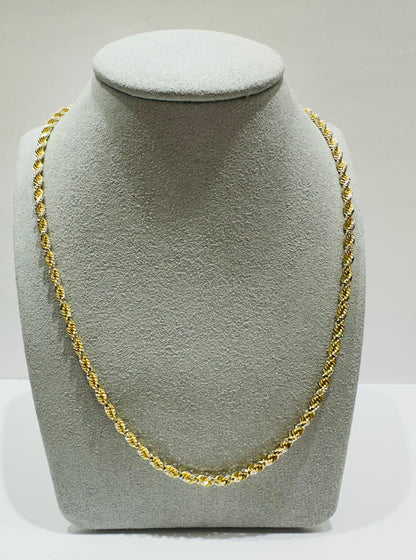 10K SOLID GOLD TWO TONED ROPE CHAIN- WEIGHT:  23.2gm  26"  2.80mm