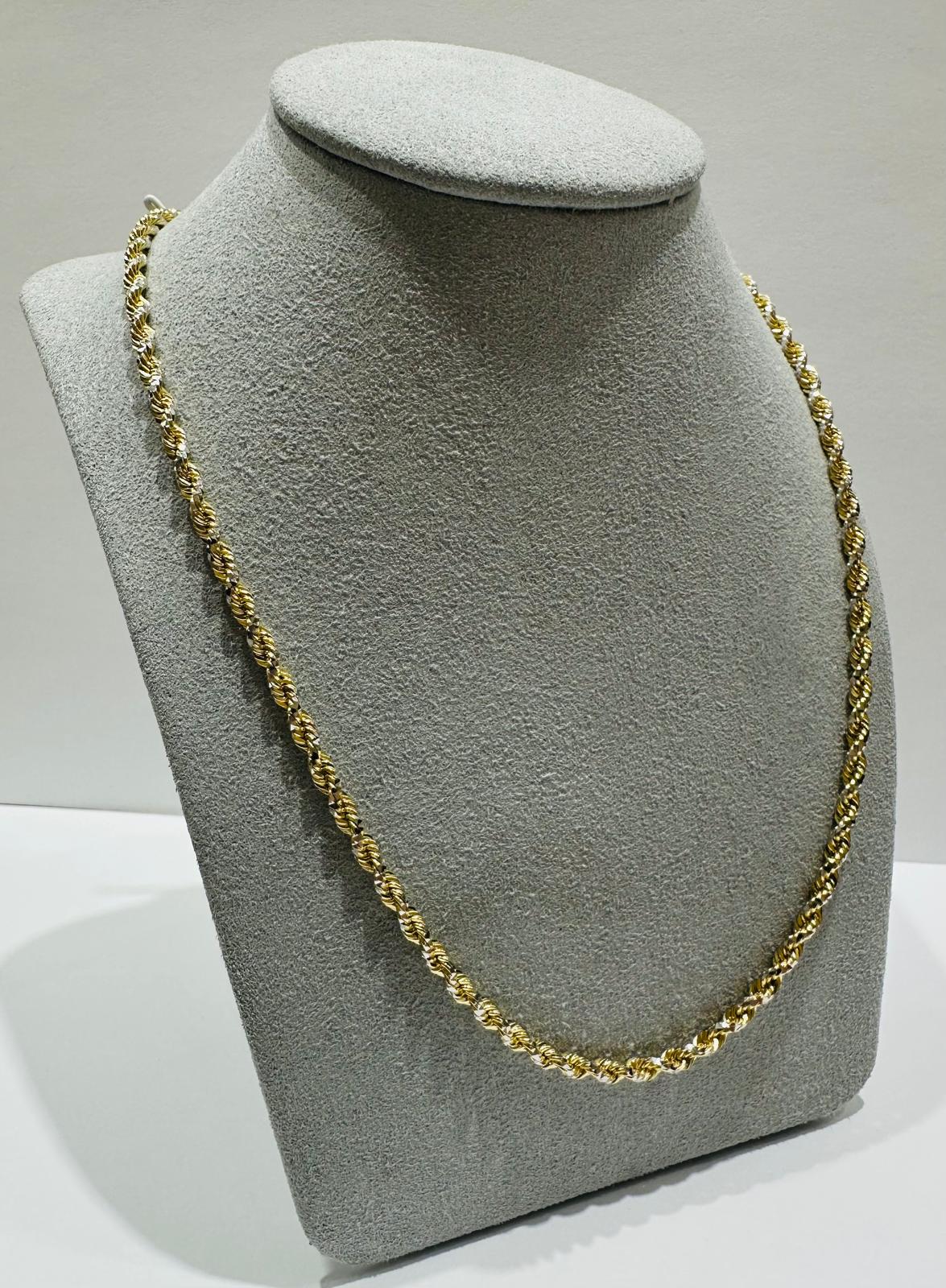 10K SOLID GOLD TWO TONED ROPE CHAIN- WEIGHT:  23.2gm  26"  2.80mm