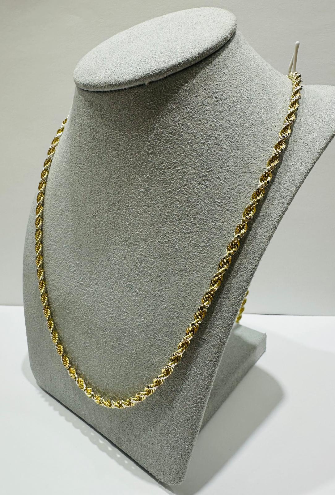 10K SOLID GOLD TWO TONED ROPE CHAIN- WEIGHT:  23.2gm  26"  2.80mm