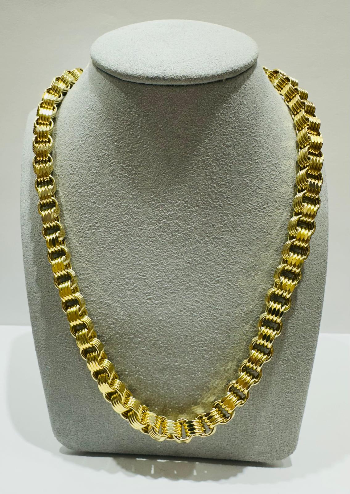 10K SOLID GOLD BOX BYZANTINE CHAIN NECKLACE- WEIGHT:  35.6gm   28"  6.99mm