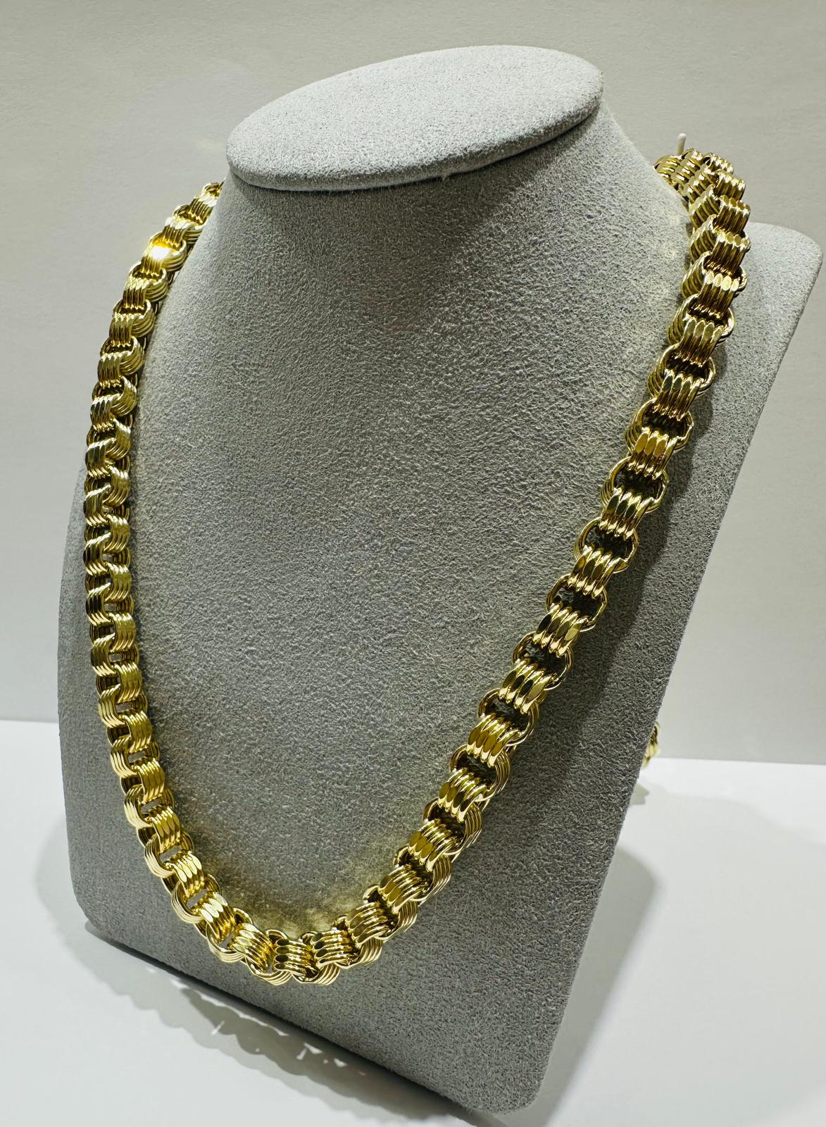 10K SOLID GOLD BOX BYZANTINE CHAIN NECKLACE- WEIGHT:  35.6gm   28"  6.99mm