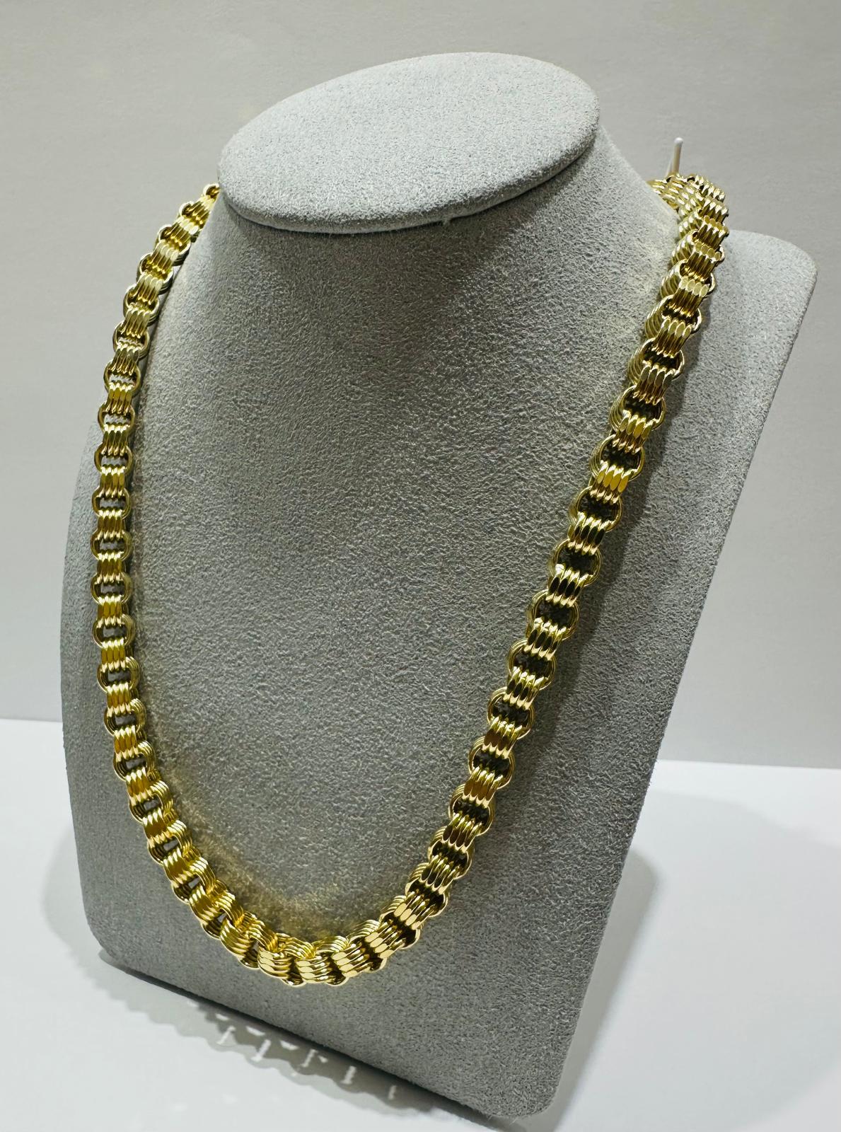 10K SOLID GOLD BOX BYZANTINE CHAIN NECKLACE- WEIGHT:  29.2gm   28"  6.02mm