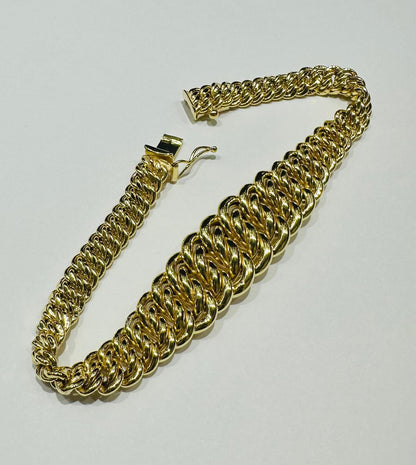 10K GOLD PRINCESS CUT BRACELET-  8"  WEIGHT: 12.0gm