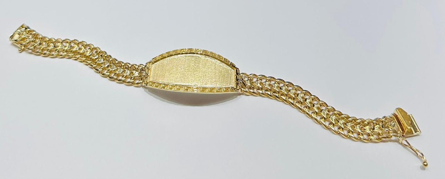 10K GOLD PETATILLO LINK ID BRACELET-  8"  WEIGHT: 27.4gm