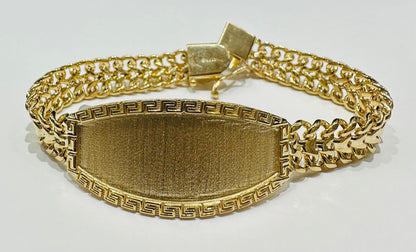 10K GOLD PETATILLO LINK ID BRACELET-  8"  WEIGHT: 27.4gm