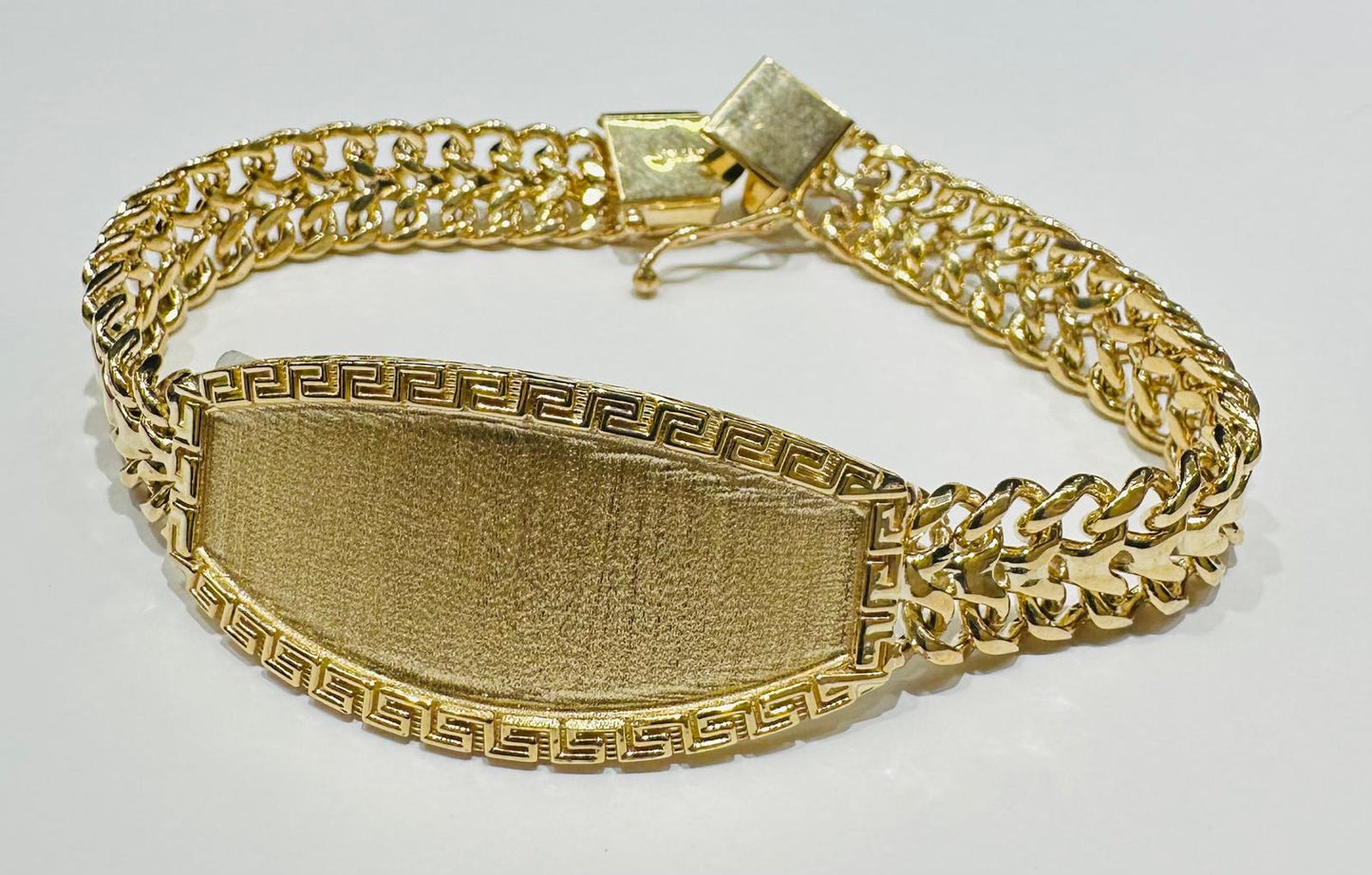 10K GOLD PETATILLO LINK ID BRACELET-  8"  WEIGHT: 27.4gm