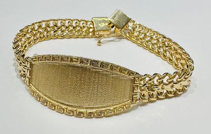 10K GOLD PETATILLO LINK ID BRACELET-  8"  WEIGHT: 27.4gm