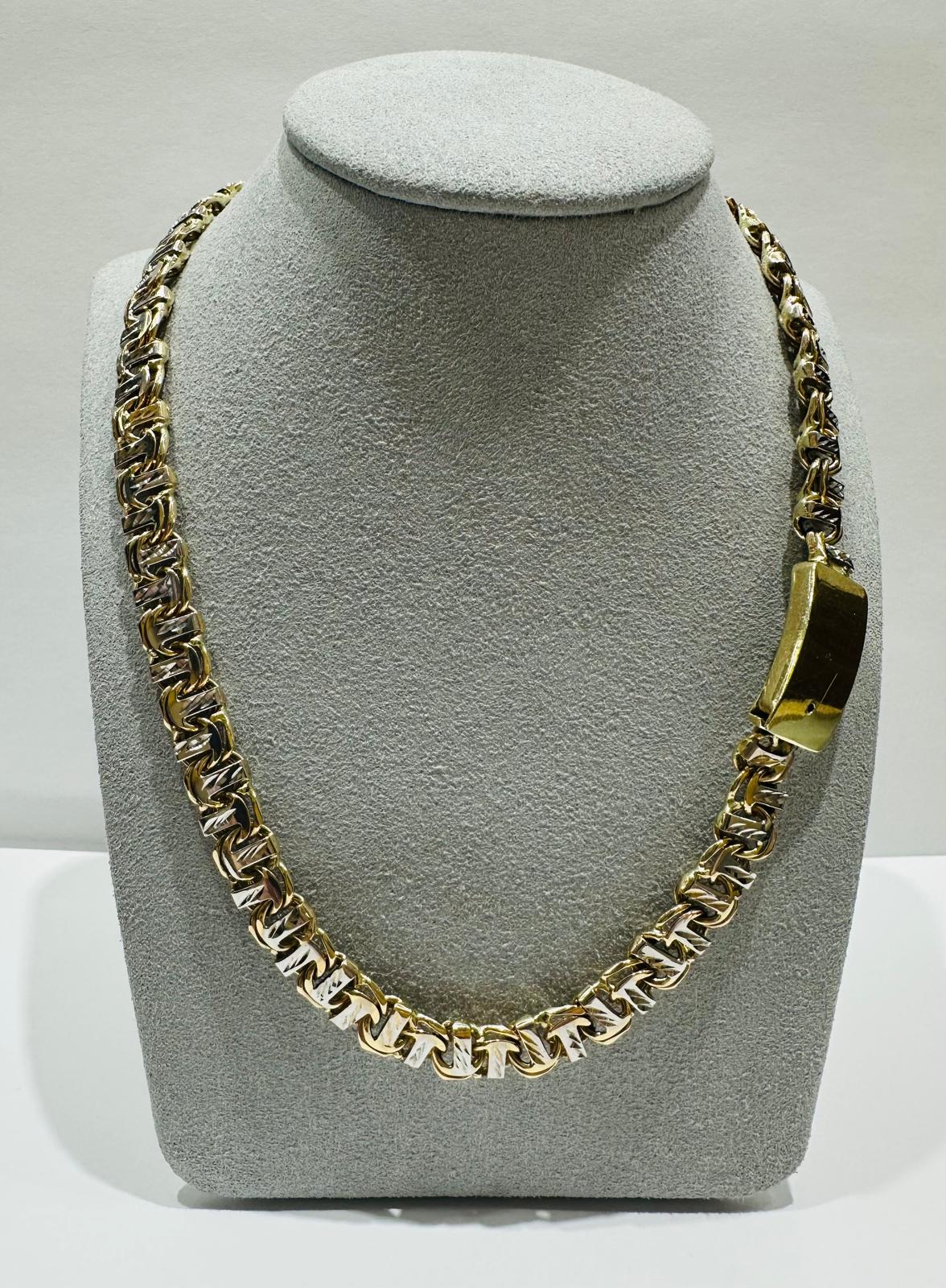 10K GOLD CHINO LINK DIAMOND CUT NECKLACE- WEIGHT:  74.8gm   24"  8.35mm