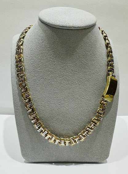 10K GOLD CHINO LINK DIAMOND CUT NECKLACE- WEIGHT:  74.8gm   24"  8.35mm