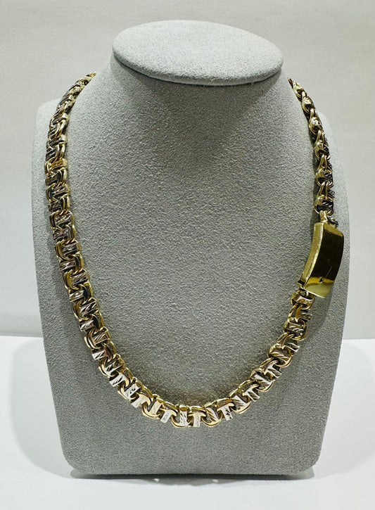 10K GOLD CHINO LINK DIAMOND CUT NECKLACE- WEIGHT:  74.8gm   24"  8.35mm